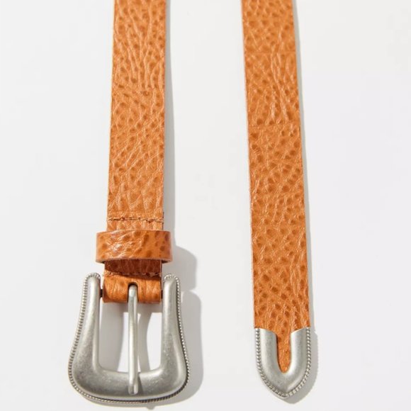 UO Thin Caramel Brown Extra Long Leather Western Belt womens L (42\